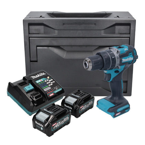 Taladro percutor inalámbrico Makita HP 002 GM201X 40 V máx. 64 Nm sin escobillas + 2 baterías 4,0 Ah + cargador + Makbox