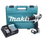 Perceuse à percussion sans fil Makita HP 333 DSAW 12 V 30 Nm blanche + 1 batterie 2,0 Ah + chargeur + coffret