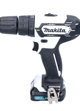 Makita HP 333 DSAW Akumulatorowa wiertarka udarowa 12 V 30 Nm biała + 1x akumulator 2,0 Ah + ładowarka + walizka