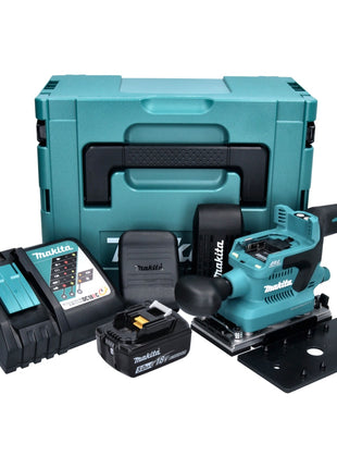 Makita DBO 380 RT1J Ponceuse vibrante sans fil 18 V - 93 x 185 mm - Brushless + 1x Batterie 5,0 Ah + Chargeur + Makpac