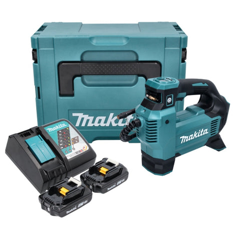 Compresor de batería Makita DMP 181 RAJ 18 V 11,1 bar + 2x baterías 2,0 Ah + cargador + Makpac