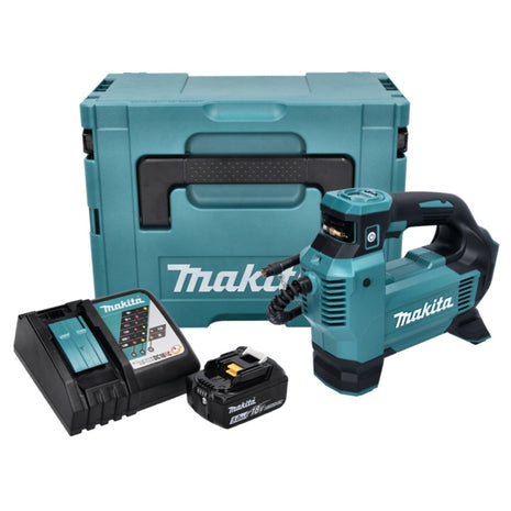 Compresor de batería Makita DMP 181 RT1J 18 V 11,1 bar + 1x batería 5,0 Ah + cargador + Makpac