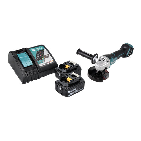 Makita DGA 517 RM Akku Winkelschleifer 18 V 125 mm Brushless + 2x Akku 4,0 Ah + Ladegerät