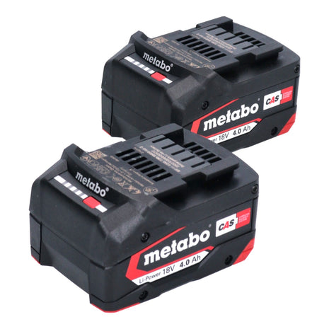 Metabo Set de batterie : 2x Batteries Li-Power 4,0 Ah 18 V CAS Li-Ion - indicateur de capacité de charge (2x 625027000)