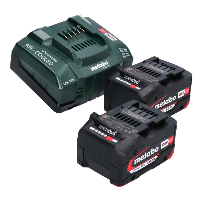Metabo Set de base 2x Batteries Li-Power 4,0 Ah 18V CAS Li-Ion + Chargeur rapide ASC 145 (2x 625027000) (‭627378000‬)