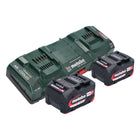 Podstawowy zestaw Metabo 2x akumulator Li-Power 18 V 4,0 Ah CAS Li-Ion ( 2x 625027000 ) + podwójna szybka ładowarka ASC 145 DUO ( 627495000 )