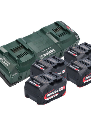 Metabo Coffret de base 4x batterie Li-Power 18 V 4,0 Ah CAS Li-Ion ( 4x 625027000 ) + ASC 145 DUO chargeur double rapide ( 627495000 )