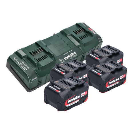 Metabo Coffret de base 4x batterie Li-Power 18 V 4,0 Ah CAS Li-Ion ( 4x 625027000 ) + ASC 145 DUO chargeur double rapide ( 627495000 )