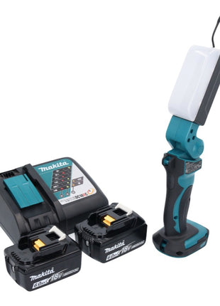 Makita DML 801 RG X Lámpara LED de trabajo con batería 18 V 240 lm + difusor + 2x baterías 6,0 Ah + cargador