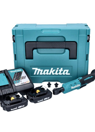 Makita DWR 180 RAJ Visseuse à cliquet sans fil 18 V 47,5 Nm 1/4'' 3/8'' + 2x batterie 2,0 Ah + chargeur + Makpac