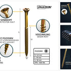 HausHalt Universal Holzbauschraube Holzschraube 3,0 x 45 mm PZ1 1000 Stk. ( 2x 000051371129 ) gelb verzinkt Kreuzschlitz Pozidriv Senkkopf Teilgewinde - Toolbrothers
