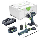 Taladro atornillador a batería Festool TDC 18/4 18 V 75 Nm sin escobillas + 1x batería 6,2 Ah + cargador + systainer