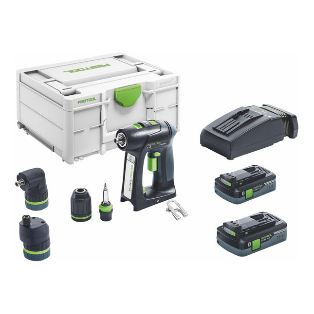 Festool C 18 HPC 4,0 l-Set Perceuse-visseuse sans fil 18 V 45 Nm Brushless ( 576992 ) + 2x batterie 4,0 Ah + chargeur + embout excentrique + embout angulaire + Systainer