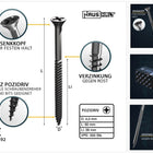 HausHalt Universal Holzbauschraube Holzschraube 4,0 x 60 mm PZ2 500 Stk. ( 2x 000051371154 ) silber verzinkt Kreuzschlitz Pozidriv Senkkopf Teilgewinde - Toolbrothers