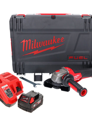 Meuleuse d'angle sur batterie Milwaukee M18 FSAGV115XPDB-601X 18 V 115 mm sans balais + 1x batterie 6,0 Ah + chargeur + boîtier HD