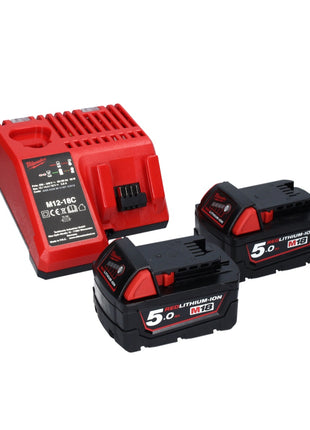 Amoladora angular a batería Milwaukee M18 FSAGV115XPDB-502X 18 V 115 mm sin escobillas + 2x baterías 5,0 Ah + cargador + caja HD