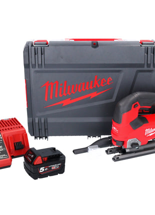 Sierra de calar a batería Milwaukee M18 FJS-501X 18 V 25 mm carrera sin escobillas + 1x batería 5,0 Ah + cargador + caja HD