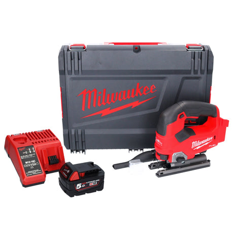 Milwaukee M18 FJS-501X Scie sauteuse sans fil 25mm course Brushless 18V + 1x Batterie 5,0Ah + Chargeur + Coffret HD Box