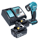 Makita DEADML 815 RF LED lámpara de mano a batería 14,4 - 18 V 160 lm + 2x baterías 3,0 Ah + cargador