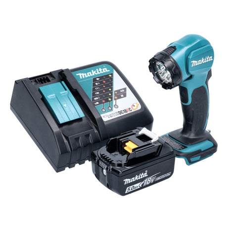 Makita DEADML 815 RT1 Lampada portatile a LED 14,4 - 18 V 160 lm + 1x batteria ricaricabile 5,0 Ah + caricatore