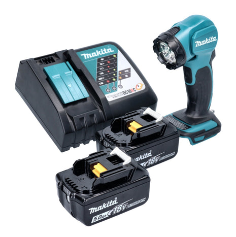 Makita DEADML 815 RT akumulatorowa lampa ręczna LED 14,4 - 18 V 160 lm + 2x akumulator 5,0 Ah + ładowarka