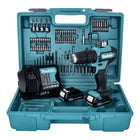 Makita HP 333 DSAX1 Perceuse-visseuse à percussion sans fil 12 V 30 Nm + 2x batterie 2,0 Ah + chargeur + 74 pcs. kit embouts et forets + coffret