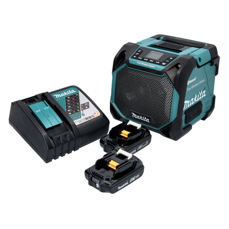 Makita DMR 203 RA Haut-parleur Bluetooth 12 V 18 V IP64 + 2x batterie 2,0 Ah + chargeur