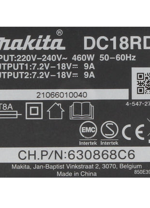 Makita Power Source Kit 18 V avec 2x BL 1820 B2,0 Ah batterie ( 2x 197254-9 ) + DC 18 RD double chargeur rapide ( 196933-6 )