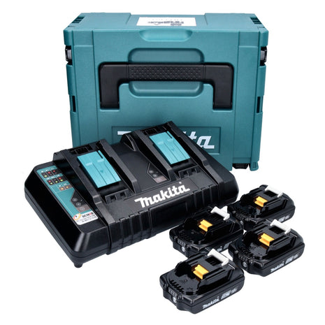 Makita Power Source Kit 18 V mit 4x BL 1820 B 2,0 Ah Akku ( 4x 197254-9 ) + DC 18 RD Doppel Schnellladegerät ( 196933-6  ) + Makpac