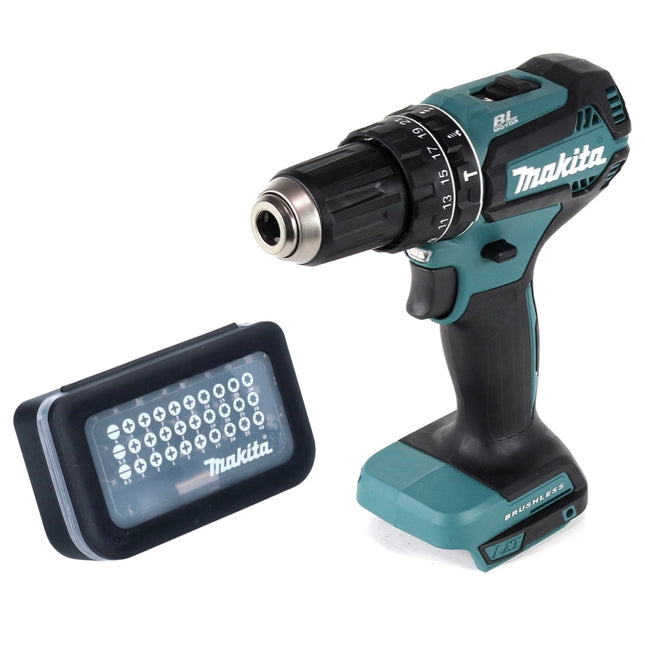 Makita DHP 485 Z Perceuse-visseuse à percussion sans fil 50Nm 18V Brushless + Set d'embouts 31 pcs. (D-30667)