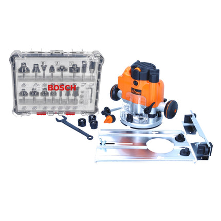 Défonceuse Triton JOF001 1010 watts course 59 mm + butée + jeu de fraises 15 pièces