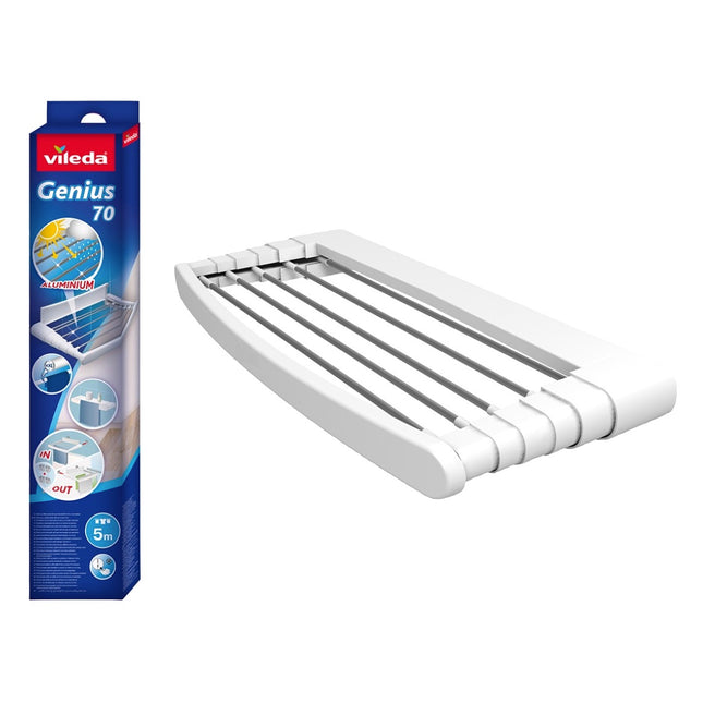 Sèche-linge mural Vileda Genius 70 longueur de séchage 5 m fonction télescopique