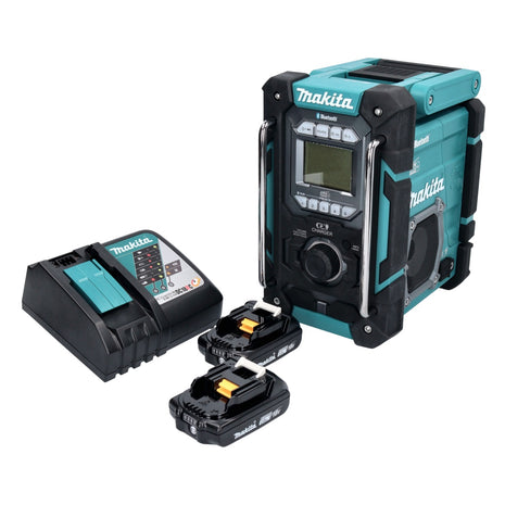 Makita DMR 301 RA Radio de chantier sans fil 12 V maxi - 18 V DAB / DAB+ / Bluetooth + 2x batterie 2,0 Ah + chargeur