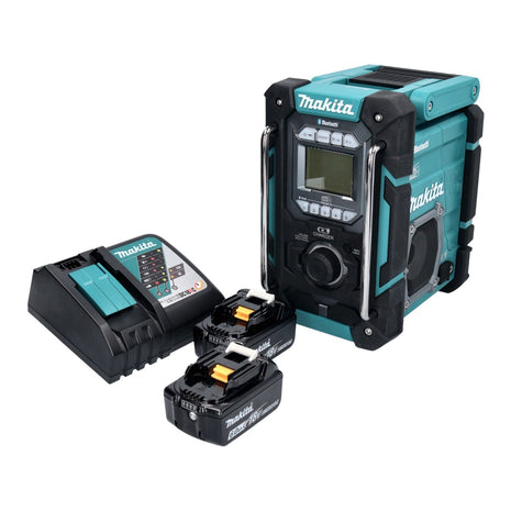 Makita DMR 301 RG radio de obra con batería 12 V máx. - 18 V DAB / DAB+ / Bluetooth + 2x baterías 6,0 Ah + cargador