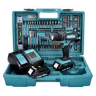 Makita DHP 482 SA2X5 Perceuse-visseuse à percussion sans fil 18 V 62 Nm + 2x batterie 2,0 Ah + chargeur + 101 pcs. kit accessoires + coffret