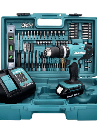 Makita DHP 453 SAX5 Perceuse-visseuse à percussion sans fil 18 V 42 Nm + 1x batterie 2,0 Ah + chargeur + 101 pcs. kit accessoires + coffret