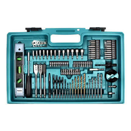 Makita DHP 453 SAX5 Perceuse-visseuse à percussion sans fil 18 V 42 Nm + 1x batterie 2,0 Ah + chargeur + 101 pcs. kit accessoires + coffret