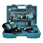 Makita DHP 453 SA2X5 Perceuse-visseuse à percussion sans fil 18 V 42 Nm + 2x batterie 2,0 Ah + chargeur + 101 pcs. kit accessoires + coffret