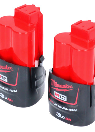 Juego de baterías Milwaukee 2x M12 B3 12 V 3,0 Ah / 3000 mAh Li-Ion (2x 4932451388)