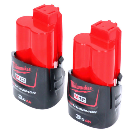 Milwaukee Kit de batterie 2x M12 B3 12 V 3,0 Ah / 3000 mAh Li-Ion ( 2x 4932451388 )