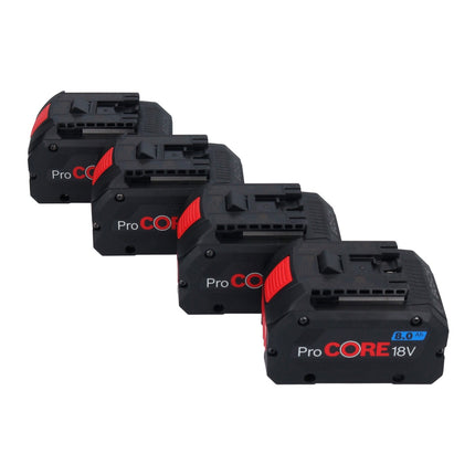 Bosch Kit de démarrage - 4x Batteries GBA ProCORE 18 V 8,0 Ah (4x 1600A016GK) + Chargeur GAL 18V-160 C (1600A019S5)