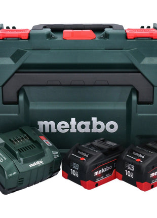 Kit de base Metabo 2x batterie Li-Power 18 V 10,0 Ah CAS batterie Li-Ion (685142590) + chargeur ASC 145 + métaBOX