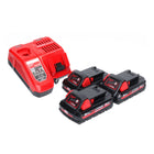 Milwaukee M18 NRG-303 Akku Starter Set High Output 3x 18 V 3,0 Ah / 3000 mAh Li-Ion Akku ( 3x 4932471069 ) + M12-18FC Ladegerät ( 4932451079 ) - Toolbrothers