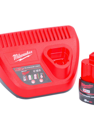 Milwaukee M12 NRG-301 Akku Starter Set 12 V 3,0 Ah / 3000 mAh Li-Ion Akku ( 4932451388 ) + M12-C12C Ladegerät ( 4932352000 )