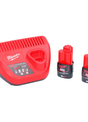 Kit de démarrage de batterie Milwaukee M12 NRG-302 2x batterie Li-Ion 12 V 3,0 Ah / 3000 mAh (4933451902) + chargeur M12-C12C