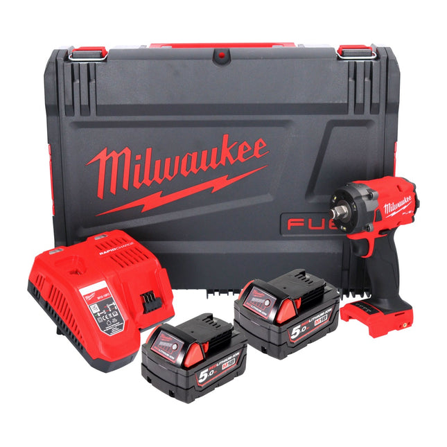 Milwaukee M18 FIW2F12-502X Clé à choc sans fil 18 V 339 Nm 1/2" Brushless ( 4933478444 ) + 2x batterie 5,0 Ah + chargeur + HD Box