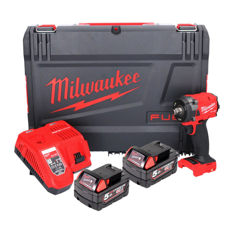 Milwaukee M18 FIW2F12-502X Clé à choc sans fil 18 V 339 Nm 1/2'' Brushless ( 4933478444 ) + 2x batterie 5,0 Ah + chargeur + HD Box