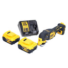 Oscilador multiherramienta a batería DeWalt DCS 356 P2-XJ 18 V sin escobillas + 2x baterías 5,0 Ah + cargador + set de accesorios