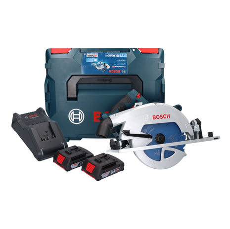 Sierra circular inalámbrica Bosch GKS 18V-68 GC Professional 18 V 190 mm Biturbo Brushless + 2x baterías 2,0 Ah + cargador + L-BOXX