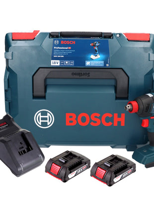 Bosch GDX 18V-200 Llave de impacto rotativa a batería profesional 18 V 200 Nm sin escobillas + 2x baterías 2,0 Ah + cargador + L-BOXX